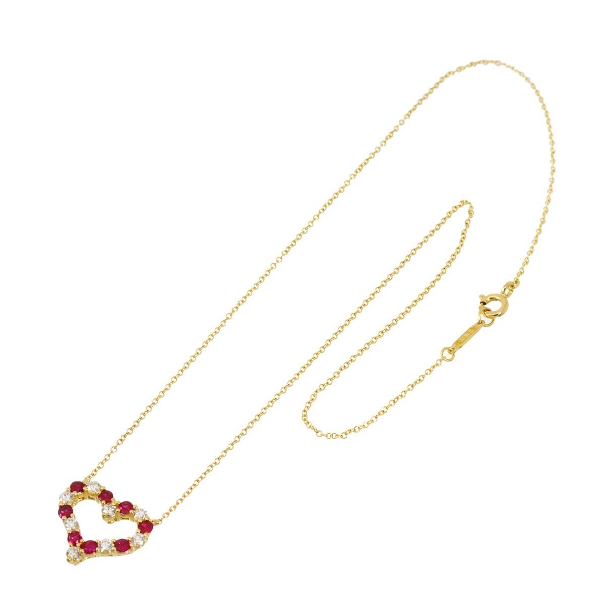 TIFFANY Co. Sentimental Heart Ruby Diamond Necklace 18K YG 750 903283151