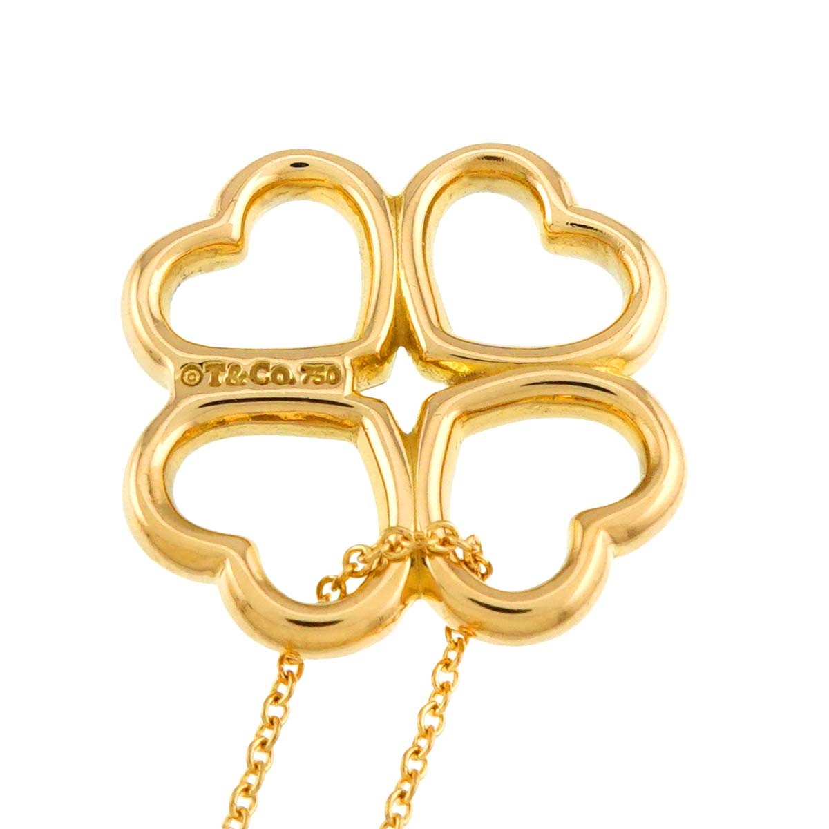 TIFFANY Co. Heart Clover Necklace 18K Yellow Gold 750 903218933