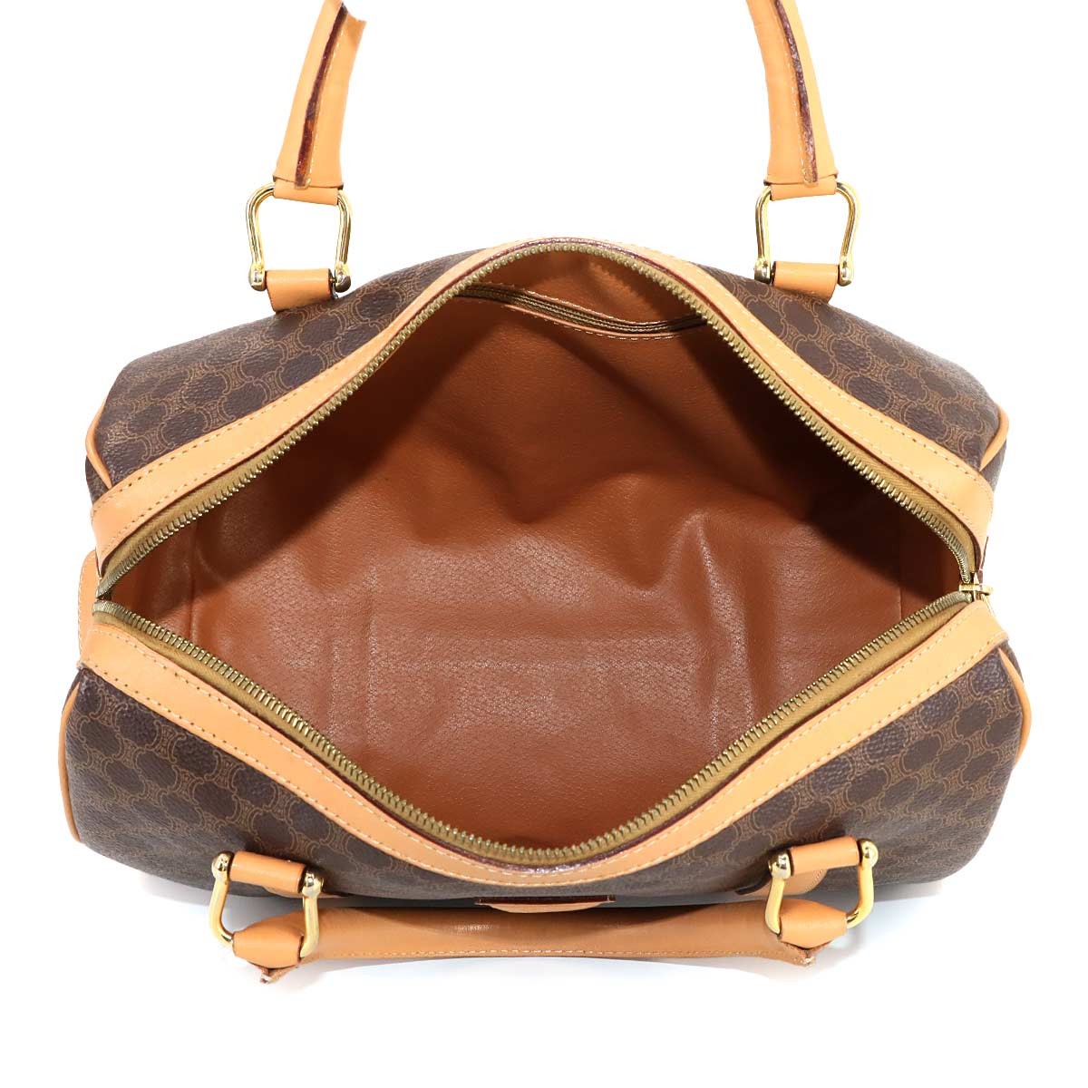 CELINE Macadam Boston Hand Bag PVC Leather Brown Purse 902892715