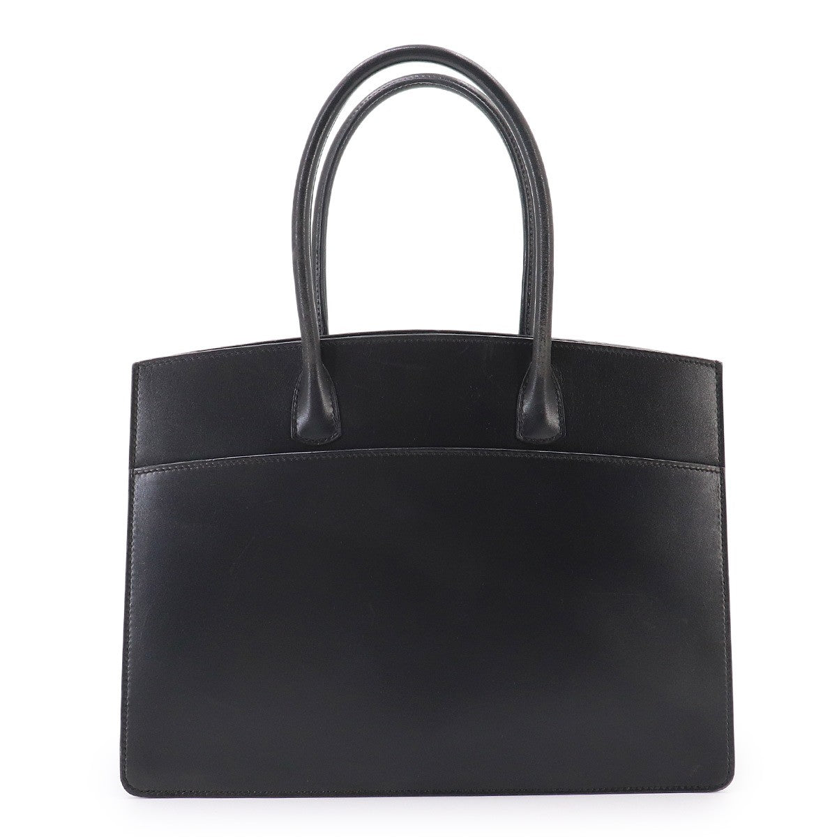HERMES White Bass PM Tote Bag Box Calf Black Purse 903342100