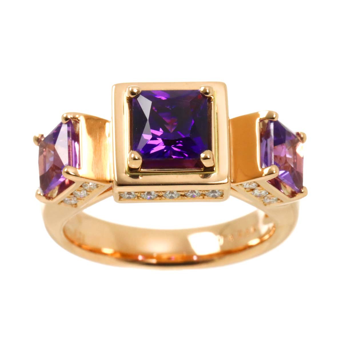TASAKI Amethyst Diamond 0.21ct Ring 18K Pink Gold 750 Size6.75(US) 903081901