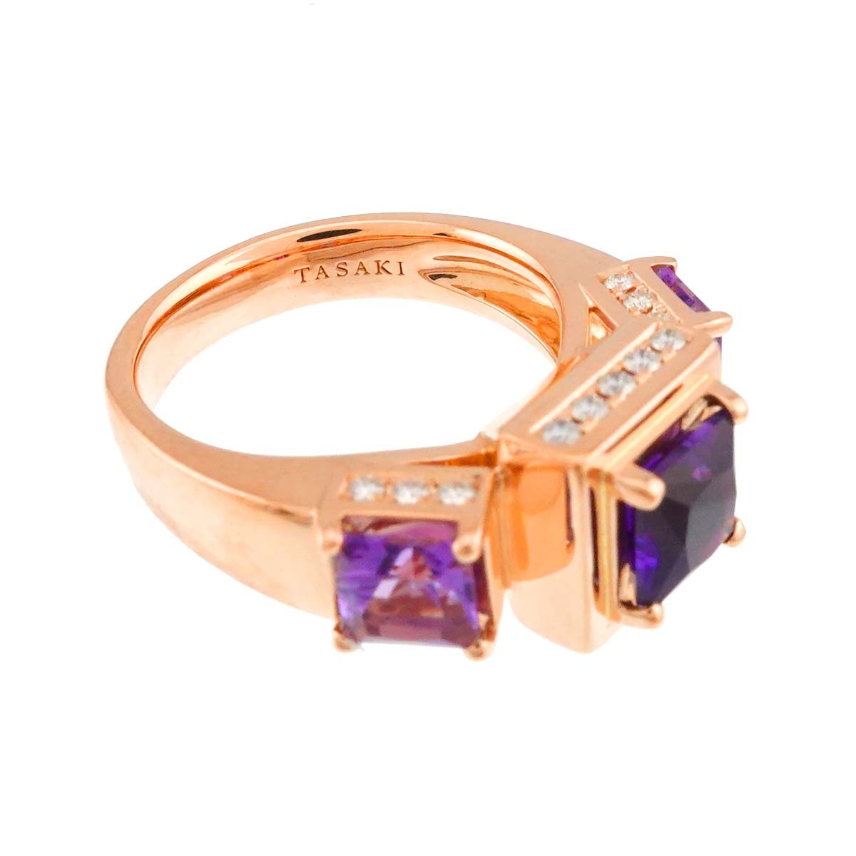 TASAKI Amethyst Diamond 0.21ct Ring 18K Pink Gold 750 Size6.75(US) 903081903