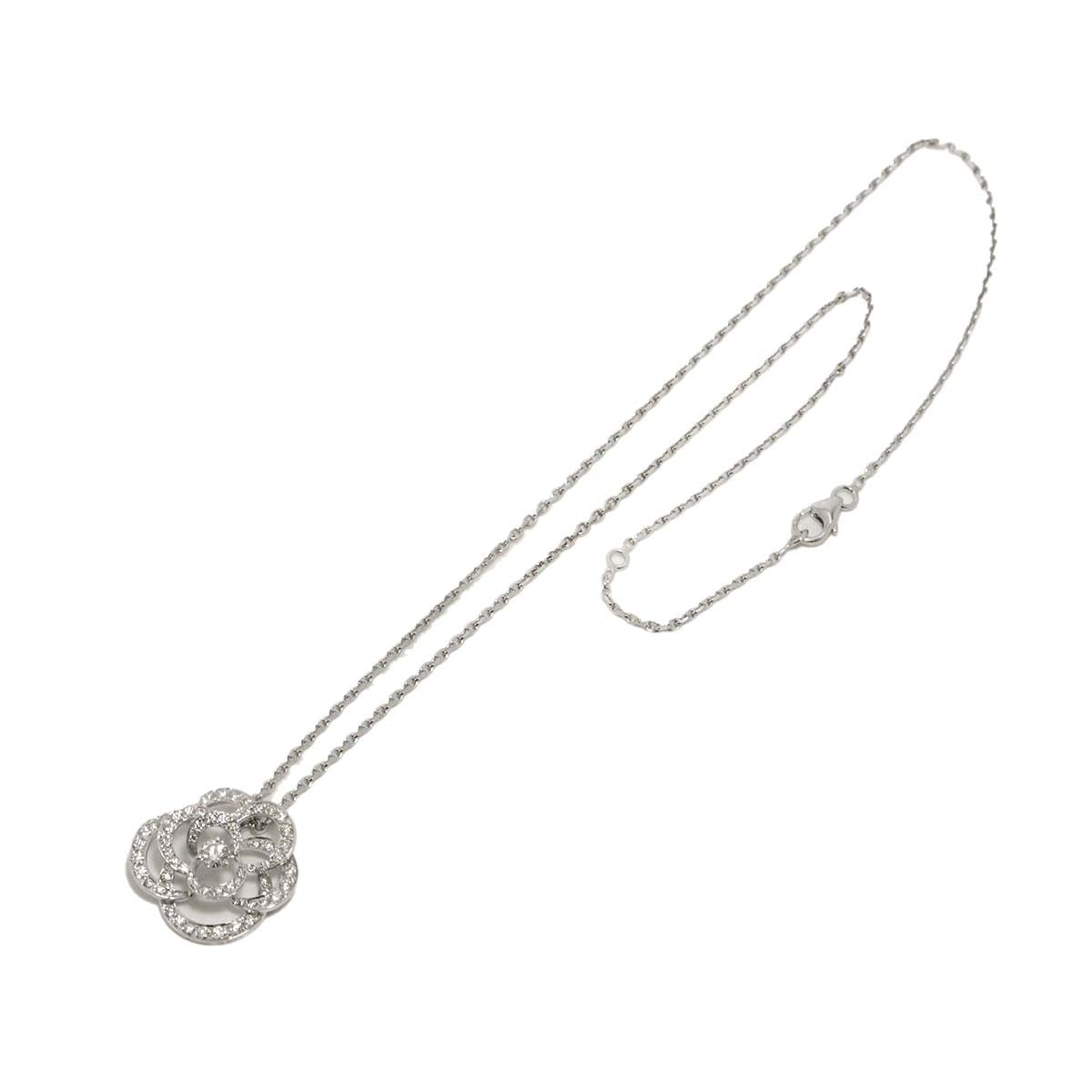 CHANEL Camelia Necklace MM Diamond 18K White Gold 750 902905271