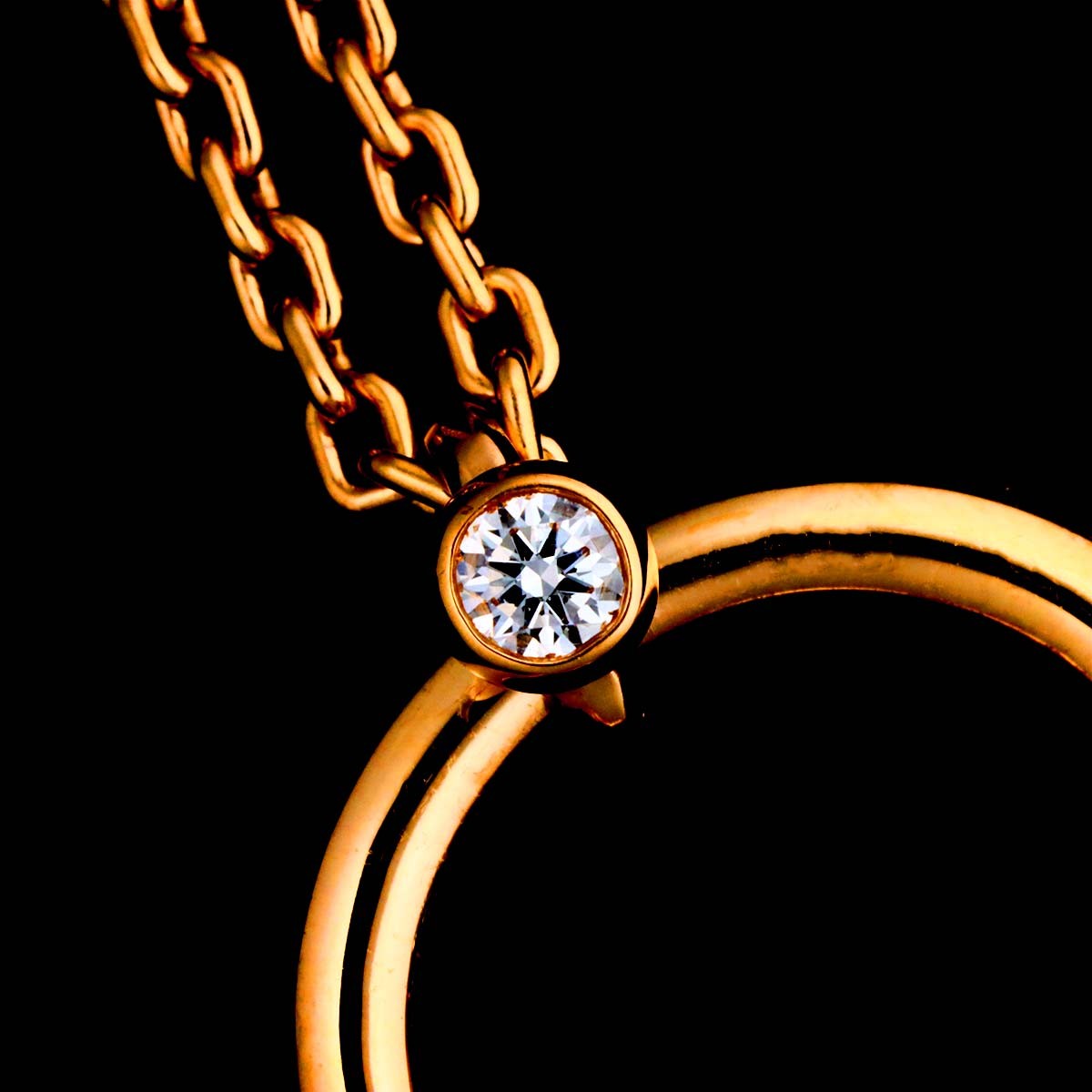 TIFFANY Co. Lock Small Diamond Necklace 18K Pink Gold 750 903094415