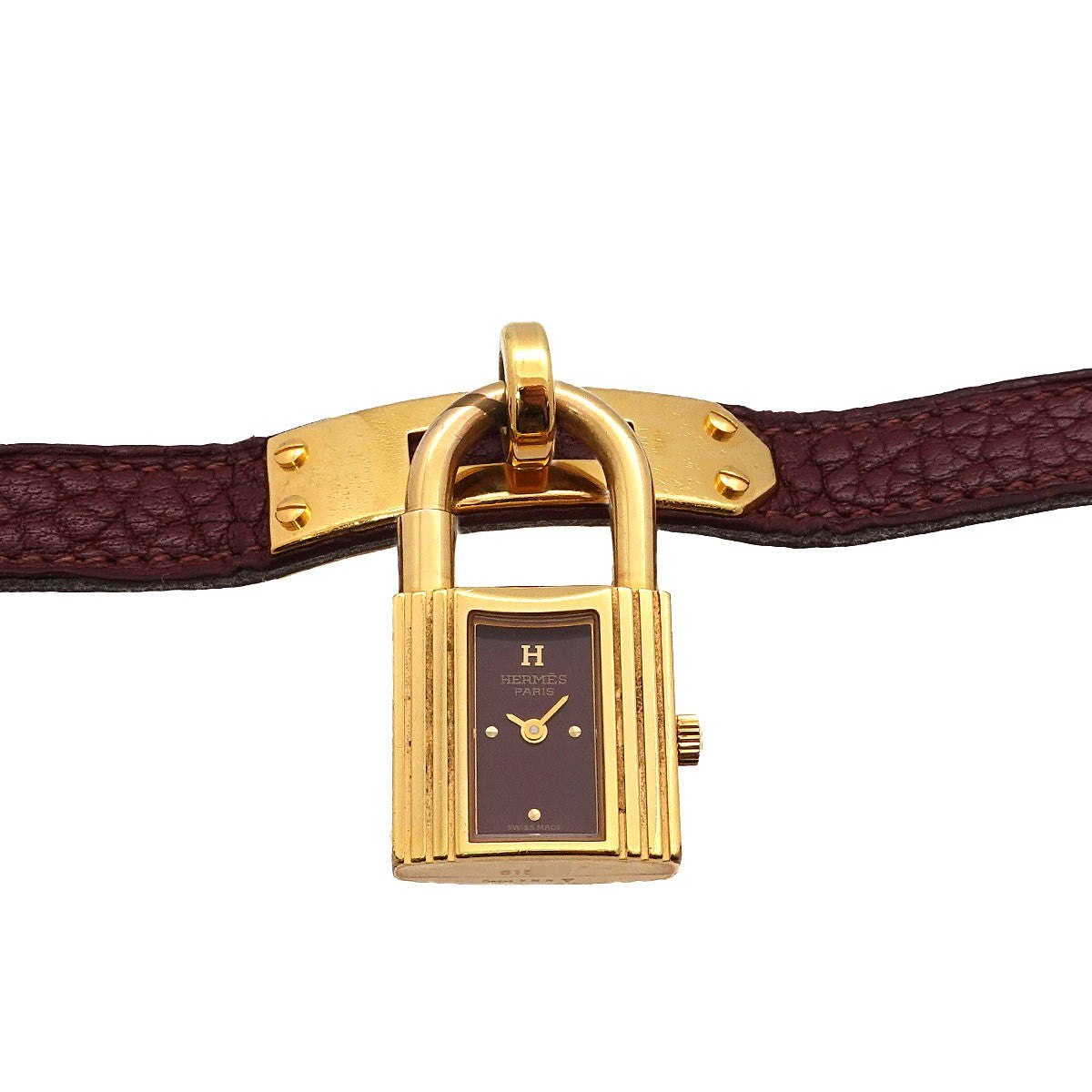 HERMES Kelly Watches Quartz bordeaux Dial Vintage Cadena Ladies 903380290