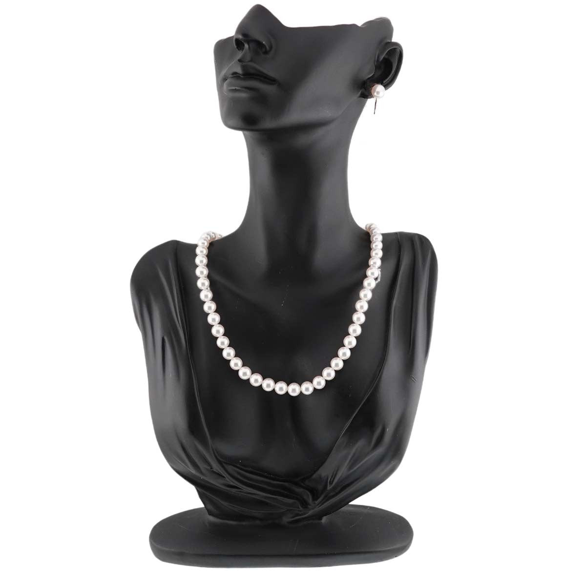 MIKIMOTO Akoya Pearl SV Necklace 18K WG Earrings Two piece set 902860636