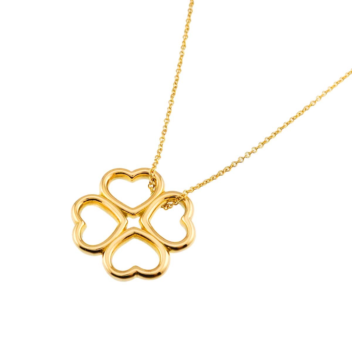 TIFFANY Co. Heart Clover Necklace 18K Yellow Gold 750 903218930