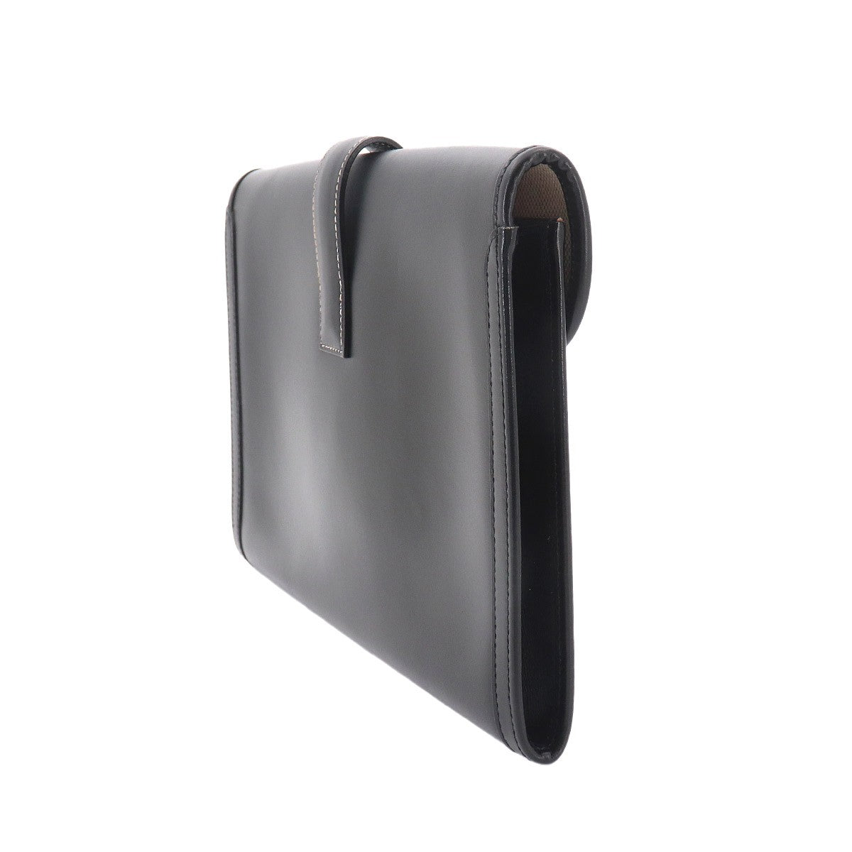 HERMES Jige PM Clutch Bag Box Calf Black Purse 903272632