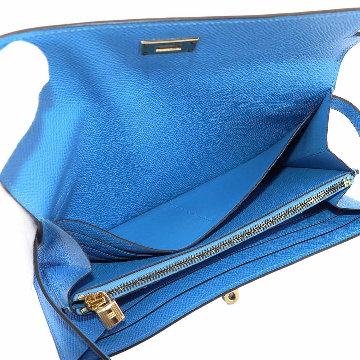 HERMES Kelly Wallet Veau Epsom Leather Bleu Paradis Purse 903414168