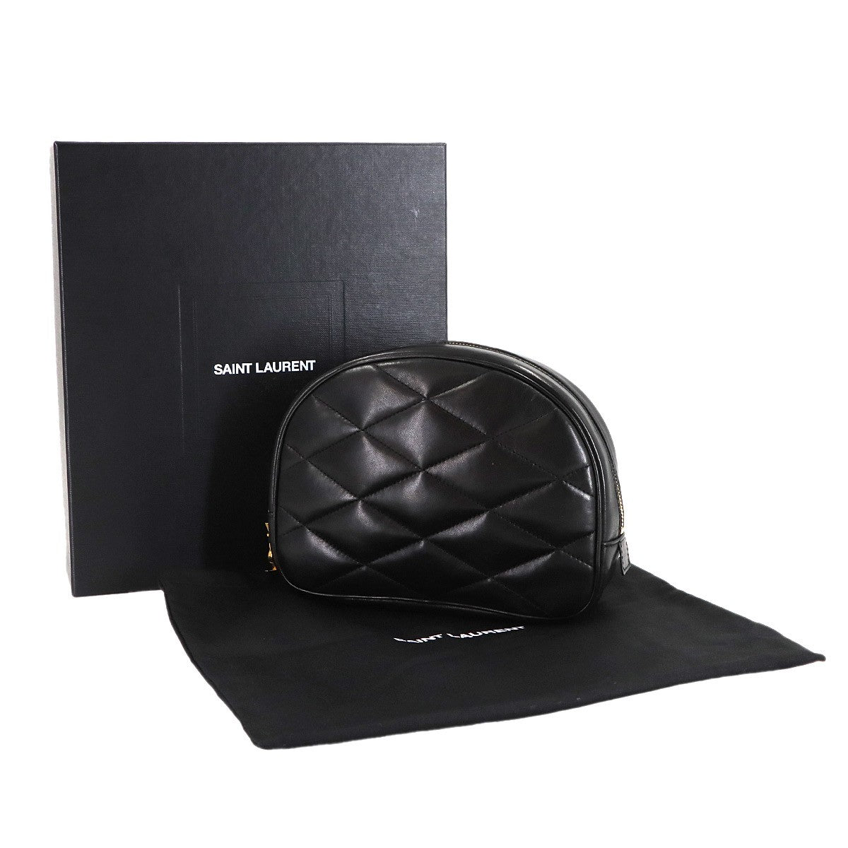 SAINT LAURENT Pouch Leather Black 669937 Purse 903015271