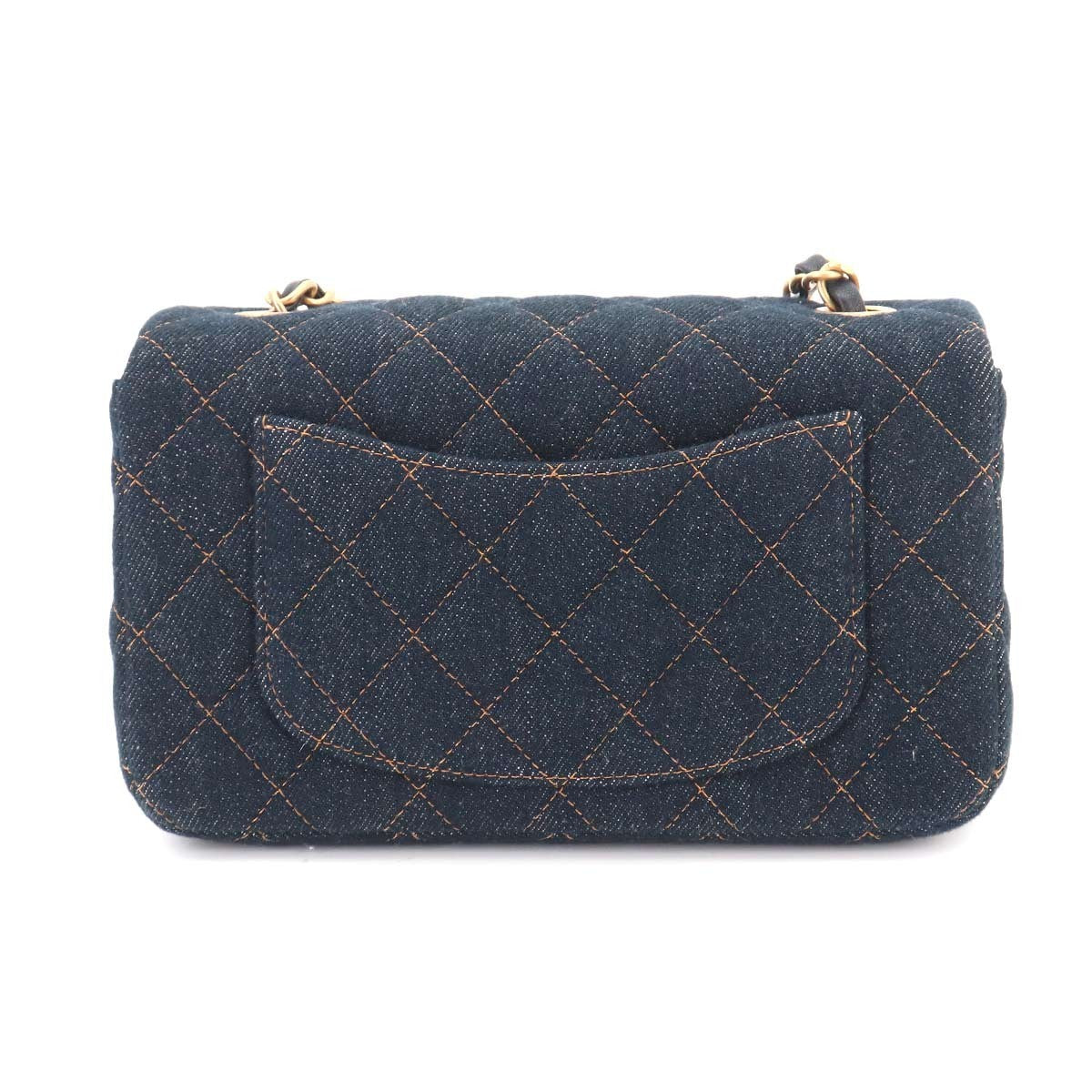 CHANEL Mini Matelasse Classic Chain Shoulder Bag Denim Dark blue A69900 903301041
