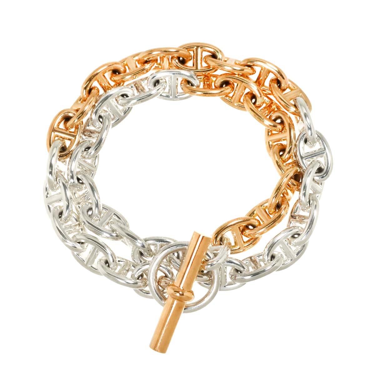 HERMES Chaine dancre PM Bracelet Silver 925 18K PG 750 903022010