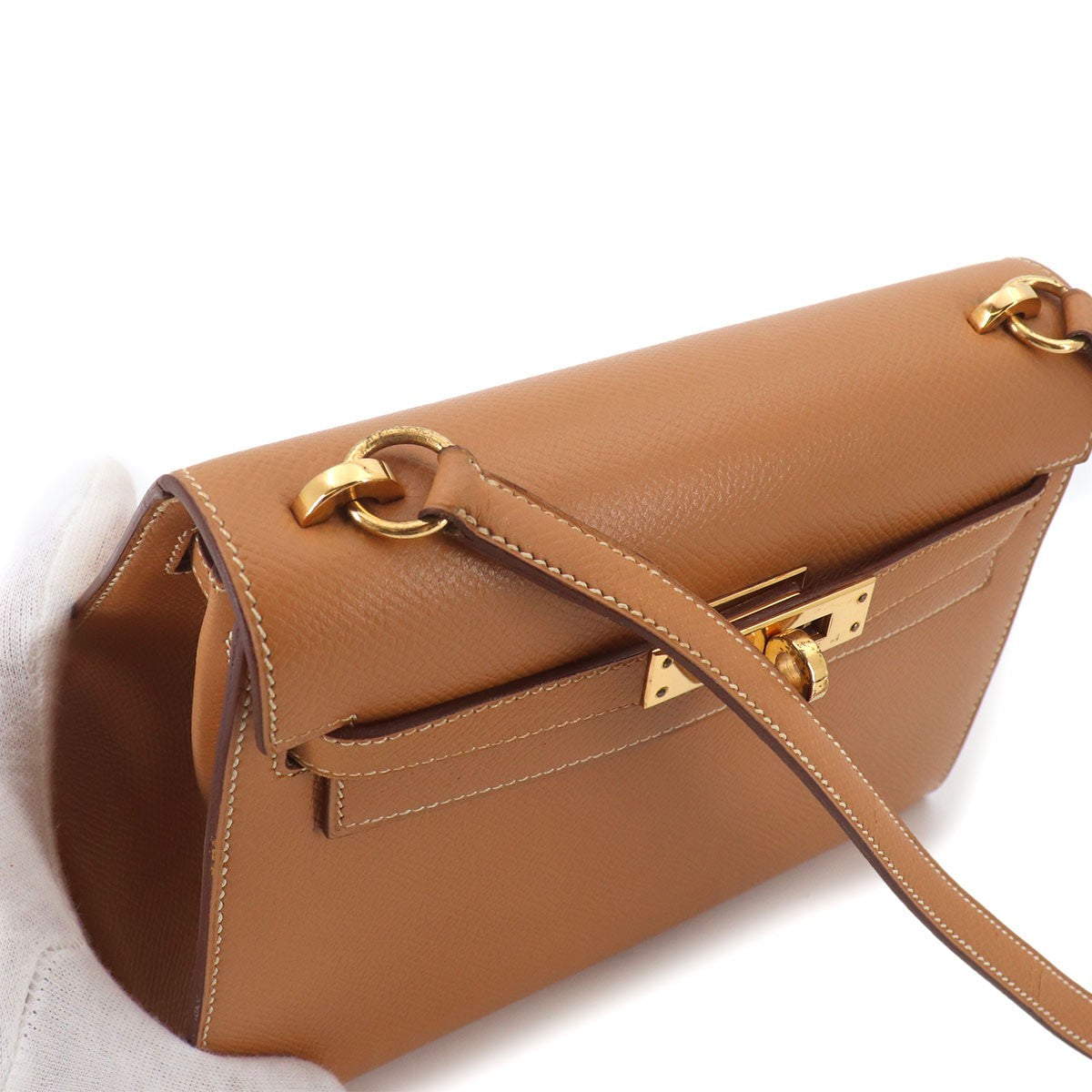 HERMES Mini Kelly 20 Shoulder Bag Couchevel Epsom Natural Brown 903294338