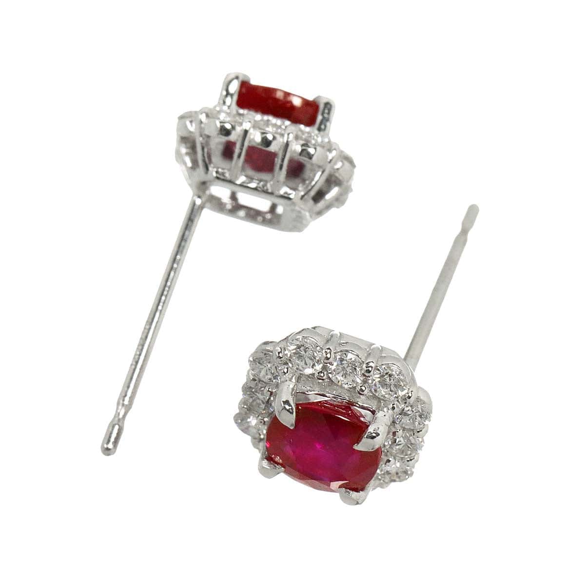 Unbranded Ruby 1.01ct/1.00ct Diamond 0.25ct/0.25ct Pt Earrings Pierced 90320848