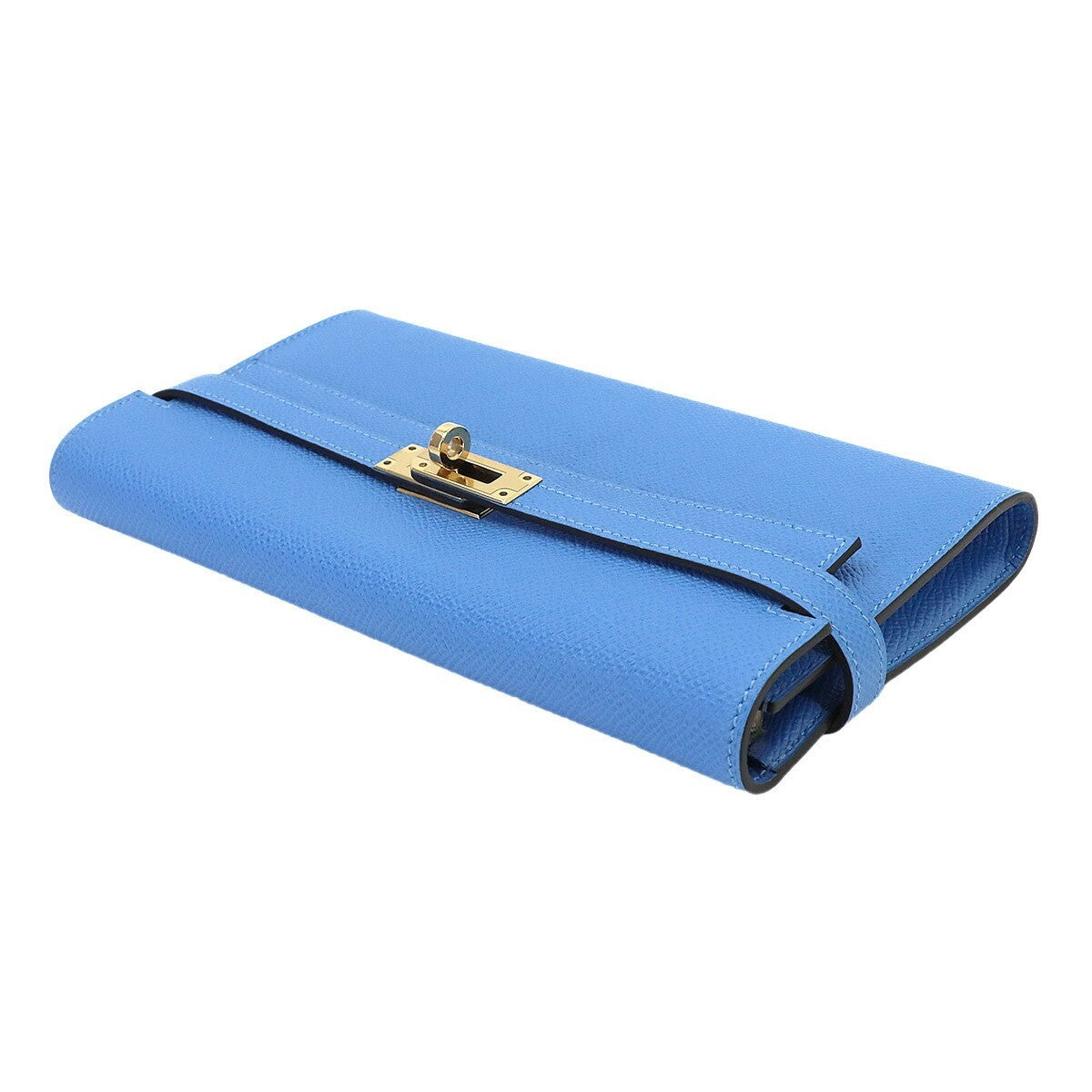 HERMES Kelly Wallet Veau Epsom Leather Bleu Paradis Purse 903414164