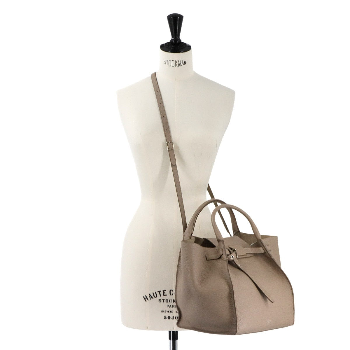 CELINE Big Bag Small With Longstrap Hand Shoulder Bag Leather Beige 903041349