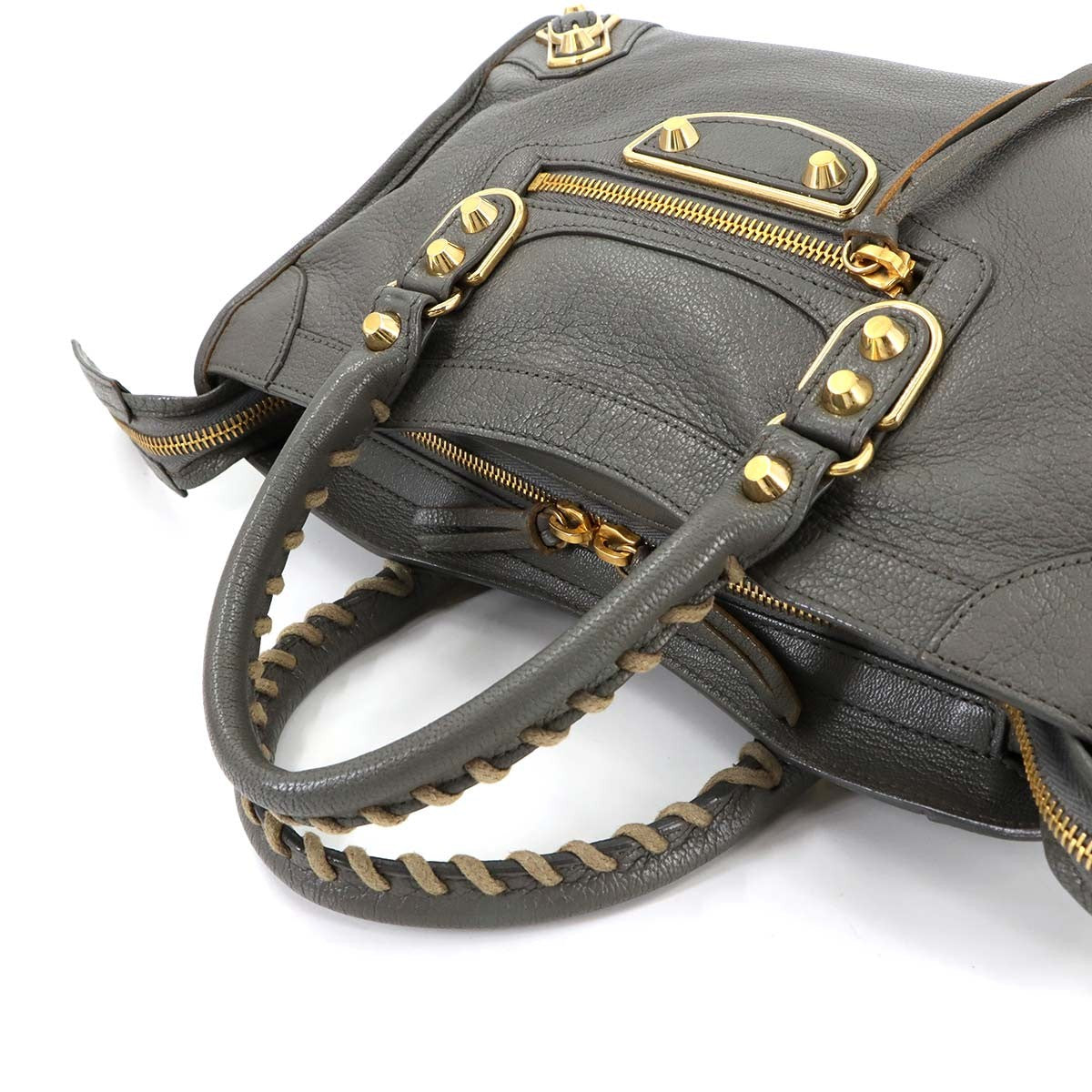 BALENCIAGA Metallic Edge City Hand Shoulder Bag Leather Gray 432831 902849834