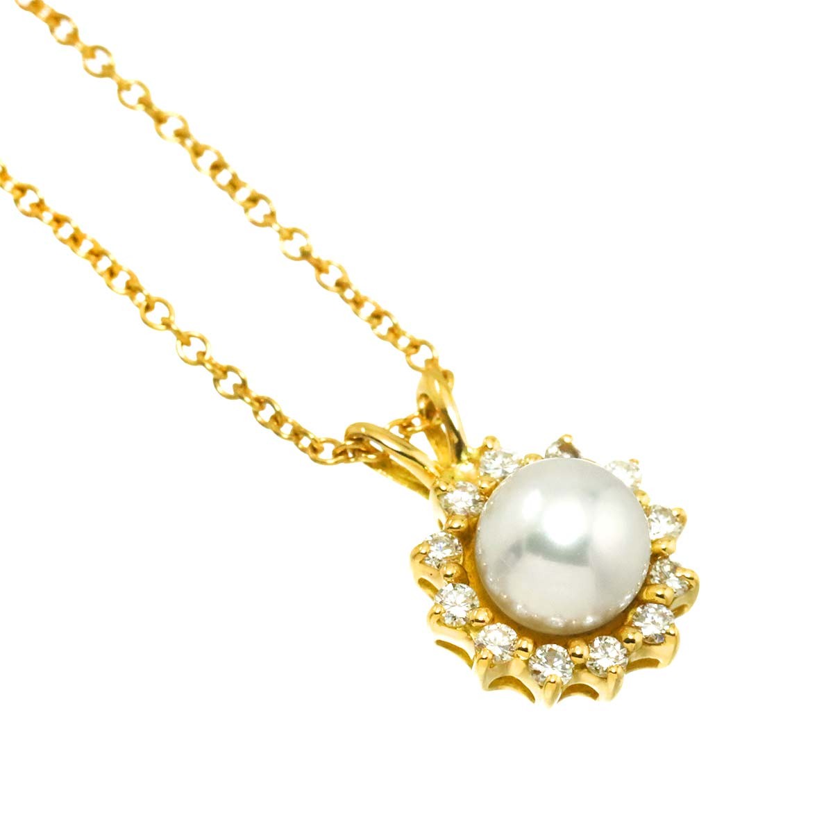 TIFFANY Co. Akoya pearl 5.5mm Diamond Necklace 18K YG 750 903108792