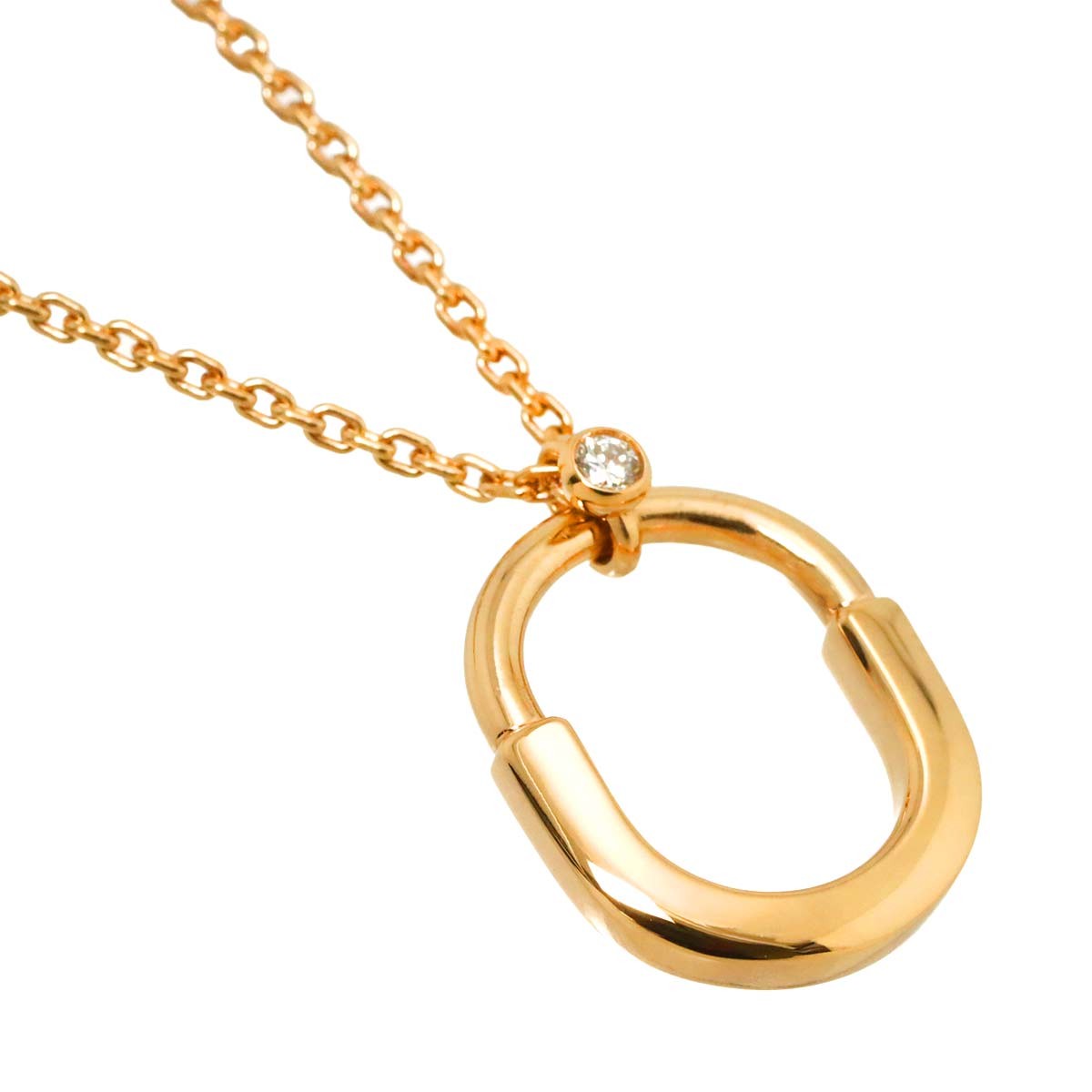 TIFFANY Co. Lock Small Diamond Necklace 18K Pink Gold 750 903094412