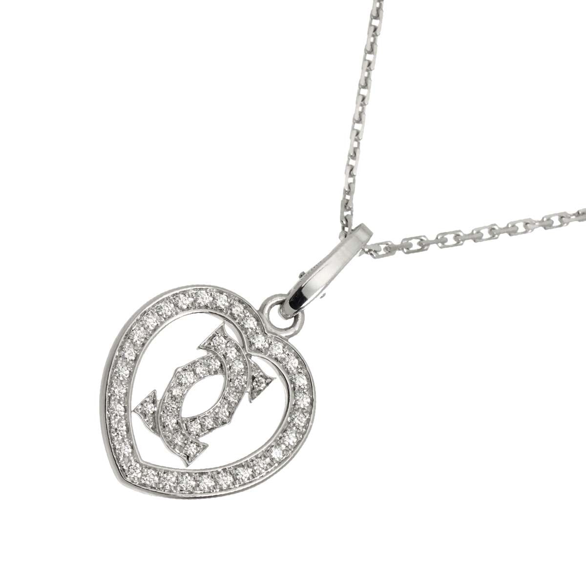 Cartier 2C Diamond Heart Necklace 18K White Gold 750 903234430