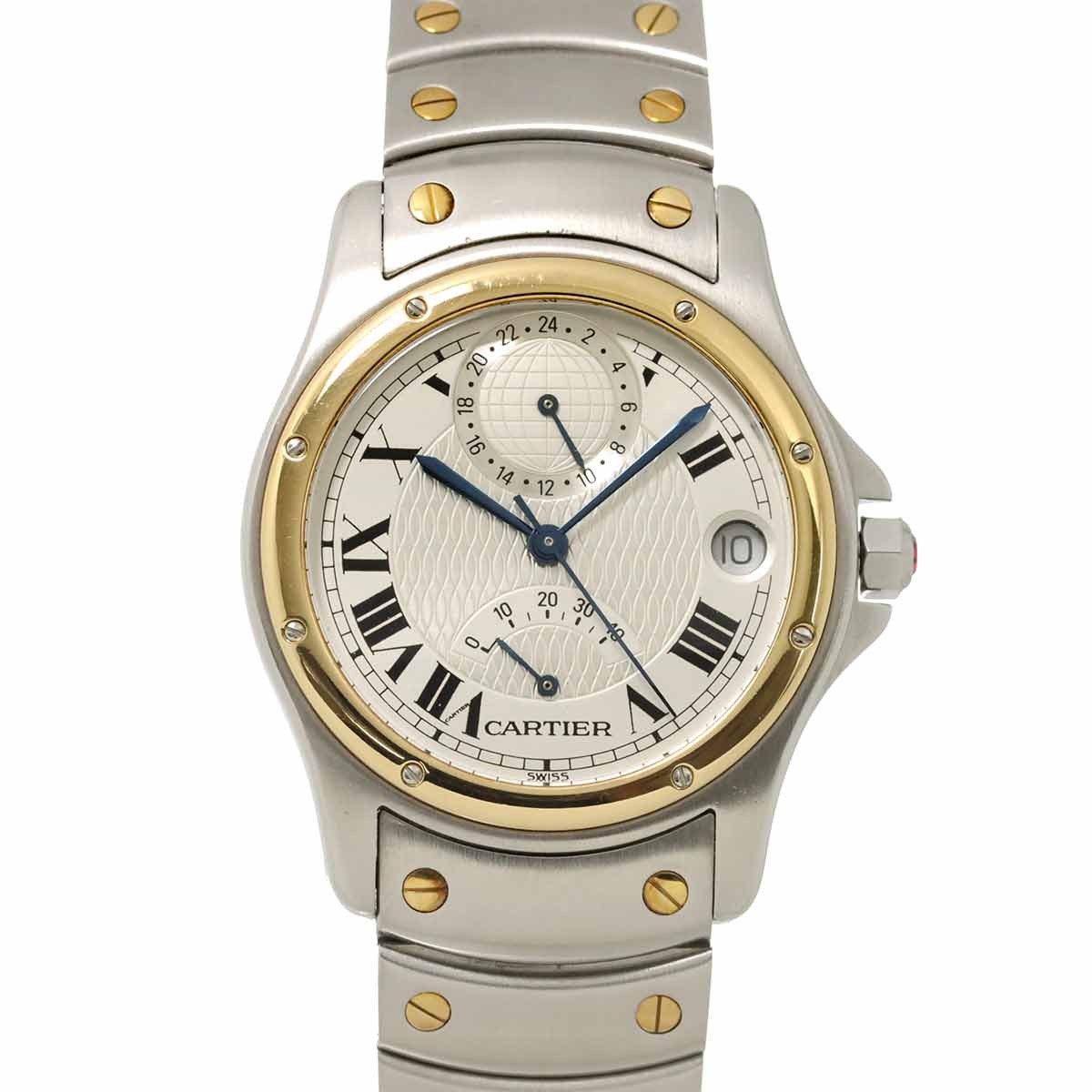 Cartier Santos Round GMT W20038R3 YG Automatic Silver Dial Mens Dial 903028220