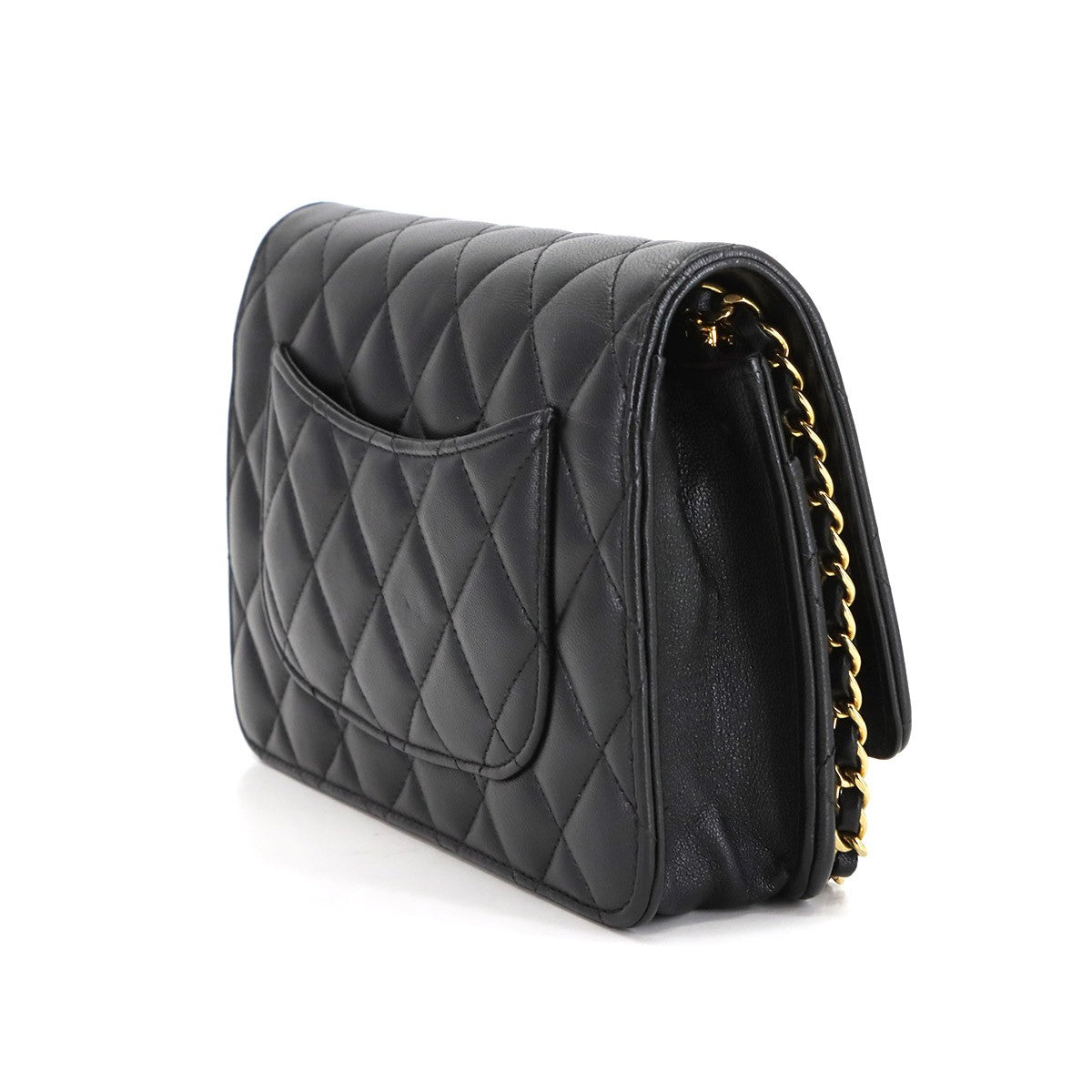 CHANEL Matelasse Classic Chain Wallet Skin Leather Black AP0250 902942843