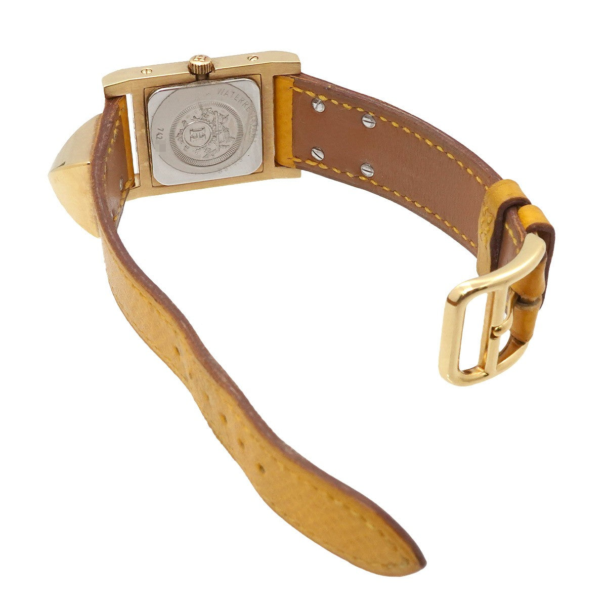 HERMES Medor Vintage pyramid Gold studs Quartz White Dial Ladies 903305003