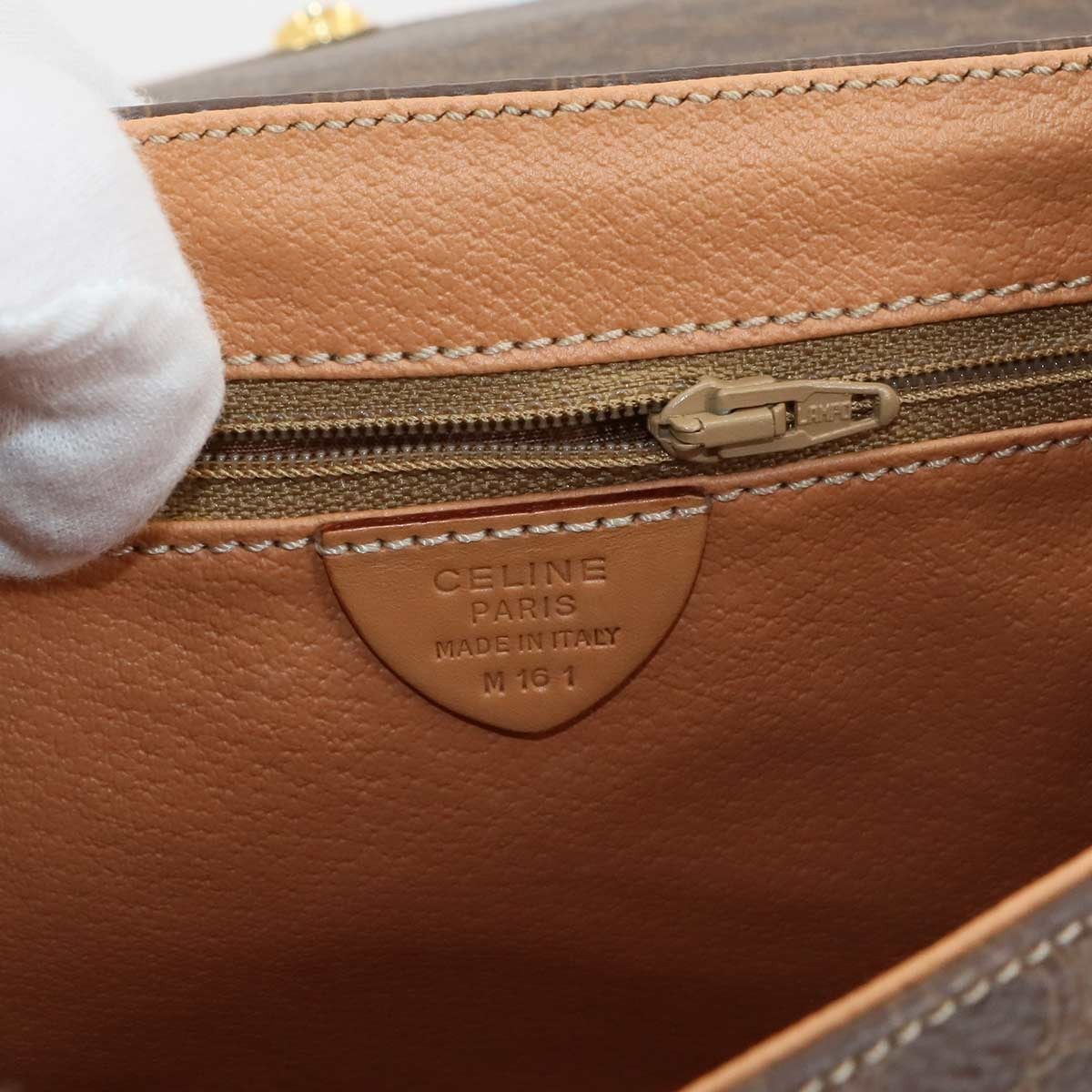 CELINE Macadam Shoulder Bag Leather PVC Brown Vintage Purse 9030301110