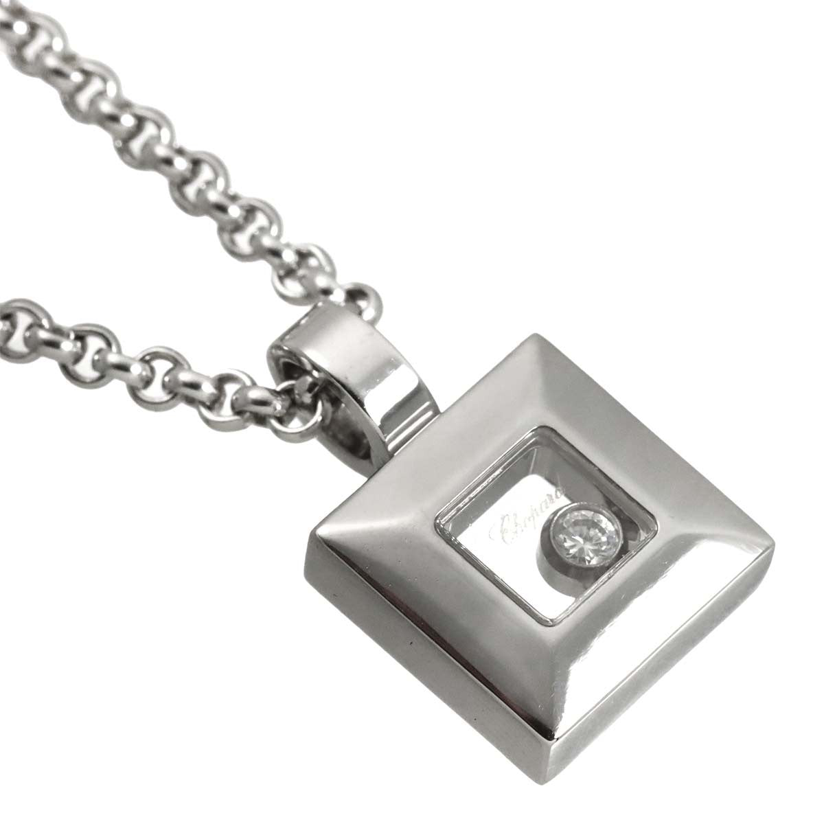 Chopard Happy Diamond Square Necklace 18K White Gold 750 903174832