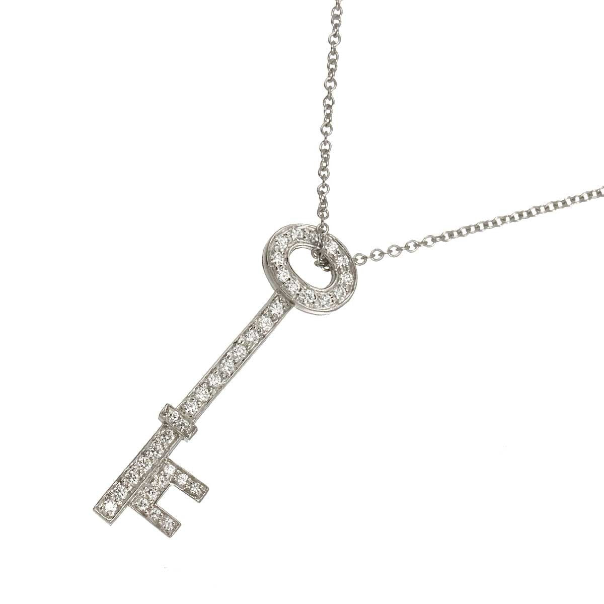 TIFFANY Co. Oval Key Diamond Necklace Platinum 903189840