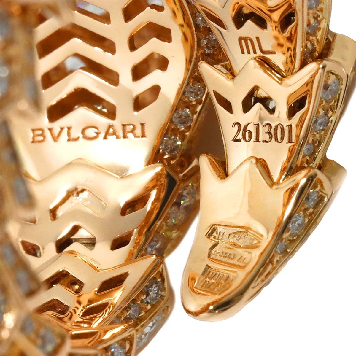 BVLGARI Serpenti Viper Diamond Ring 18K PG 750 sizeML 7.5(US) 902881432