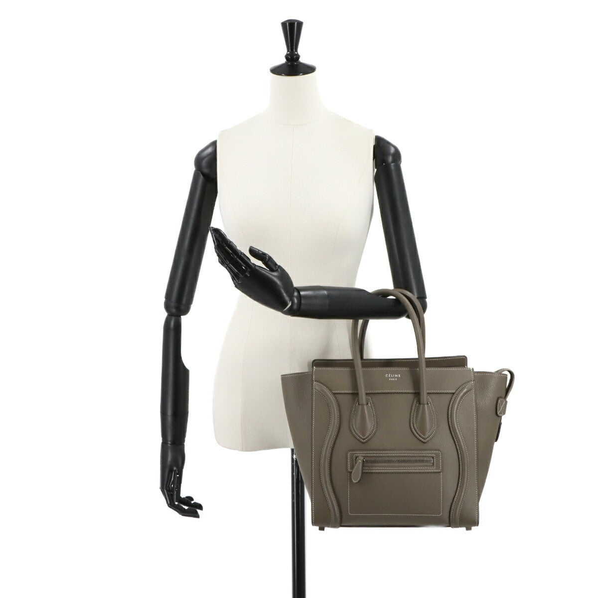 CELINE Luggage Micro Shopper Hand Bag Leather Souris 167793 Purse 903015709