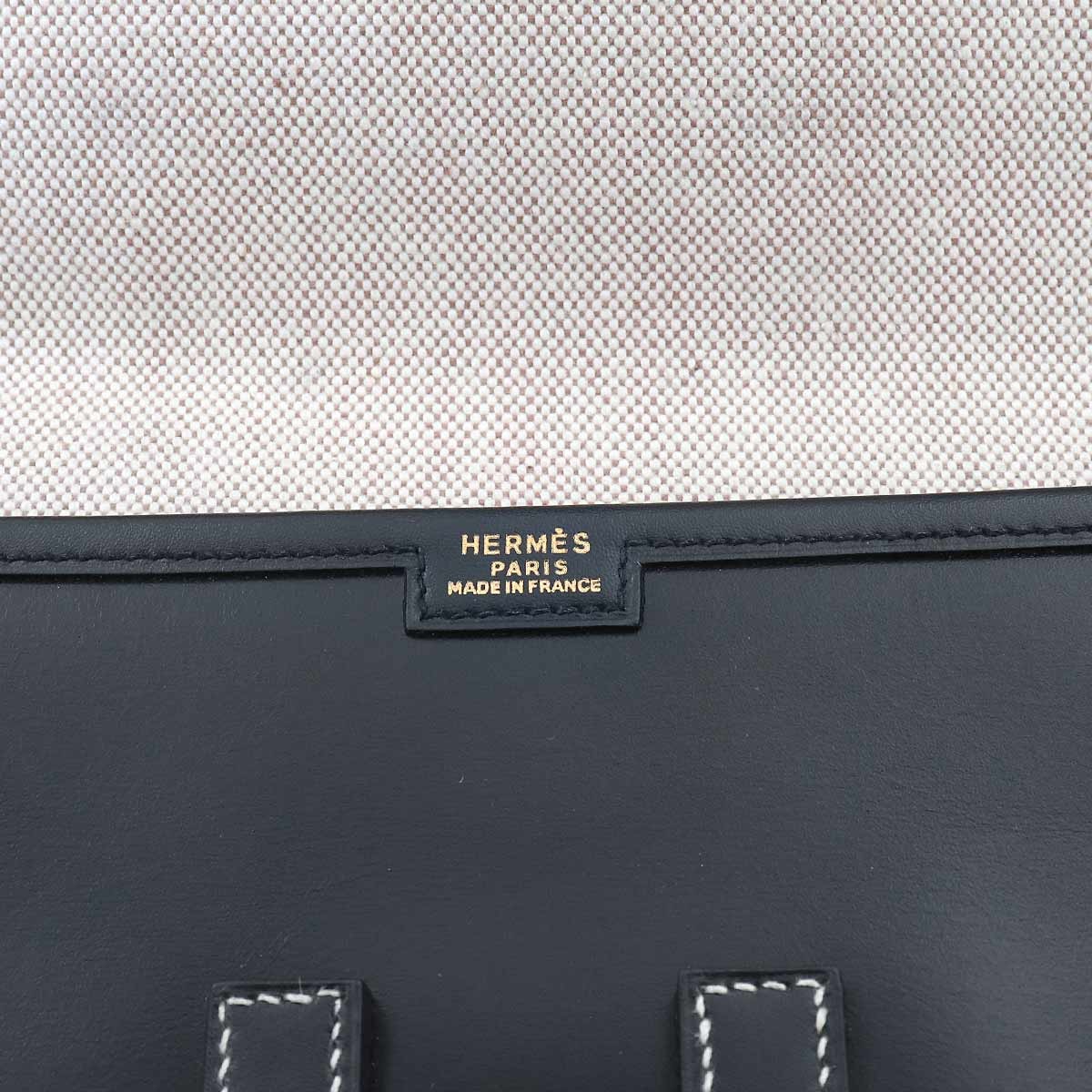 HERMES Jige PM Clutch Bag Box Calf Black Purse 903272637