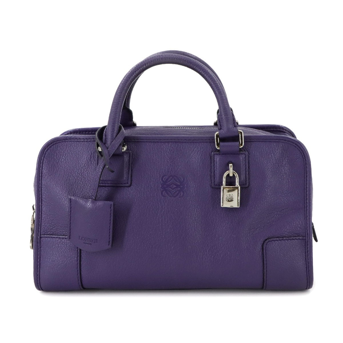 LOEWE Amazona 28 Hand Bag Leather Purple Anagram Purse 902934790