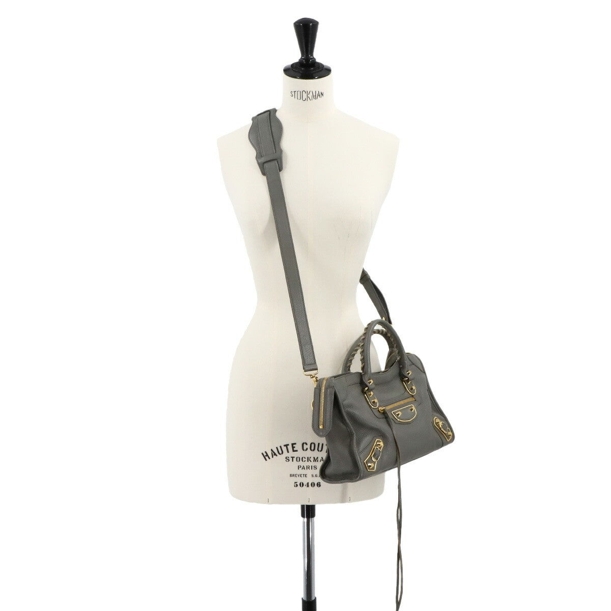 BALENCIAGA Metallic Edge City Hand Shoulder Bag Leather Gray 432831 902849839