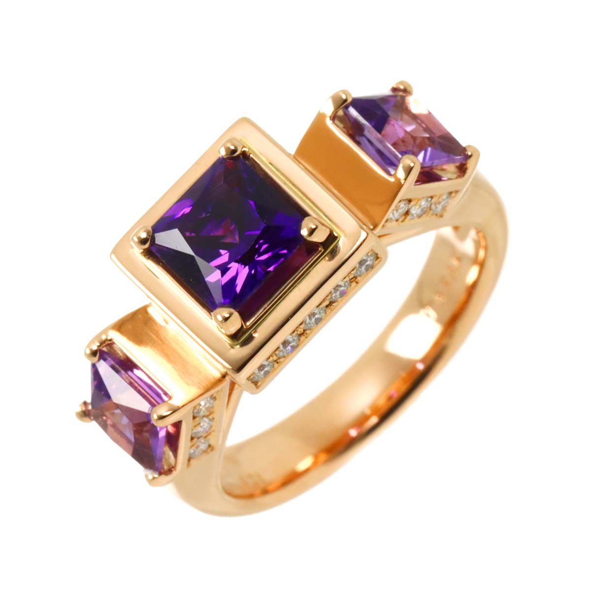TASAKI Amethyst Diamond 0.21ct Ring 18K Pink Gold 750 Size6.75(US) 903081900