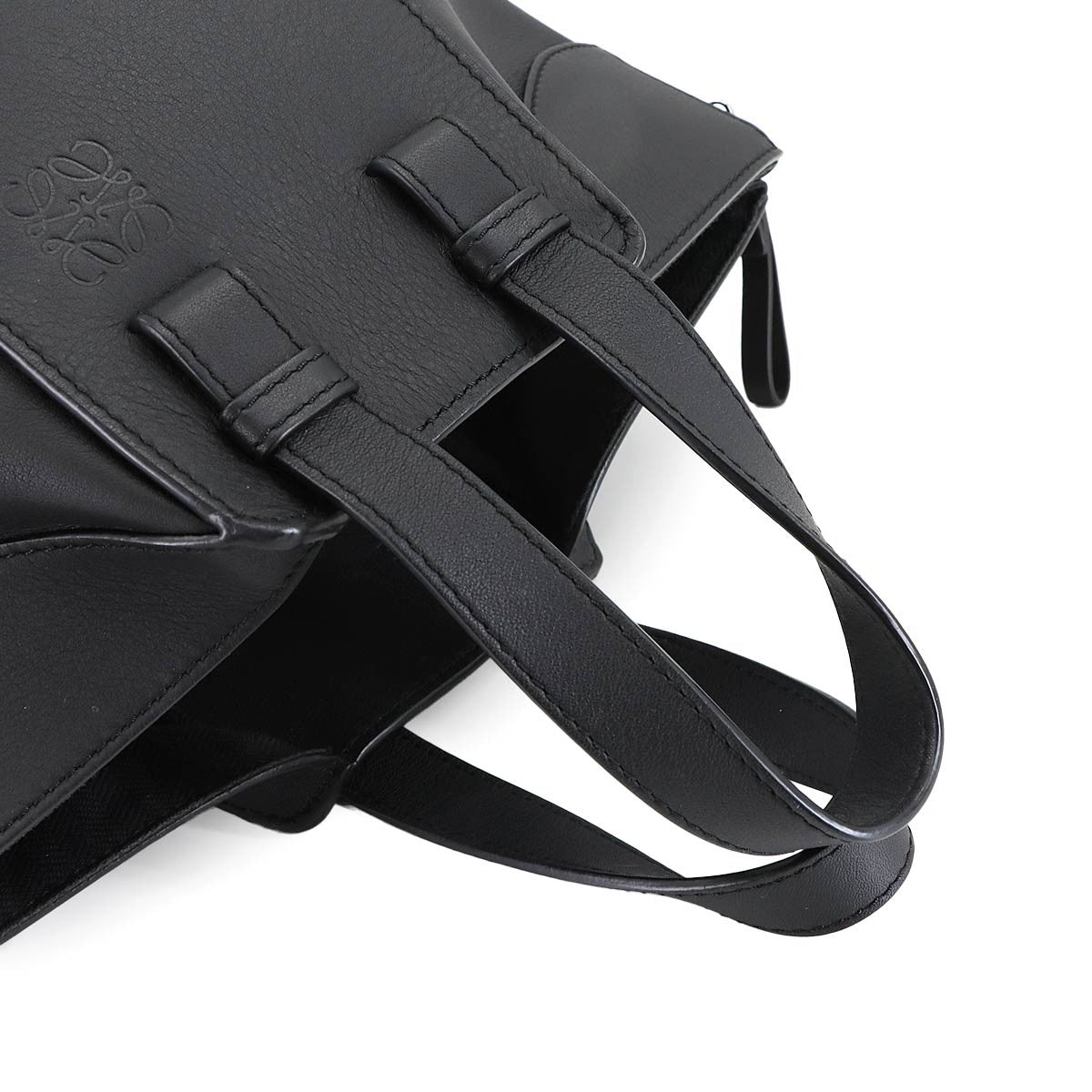 LOEWE Compact Hammock 2way Hand Shoulder Bag Leather Black 903037245