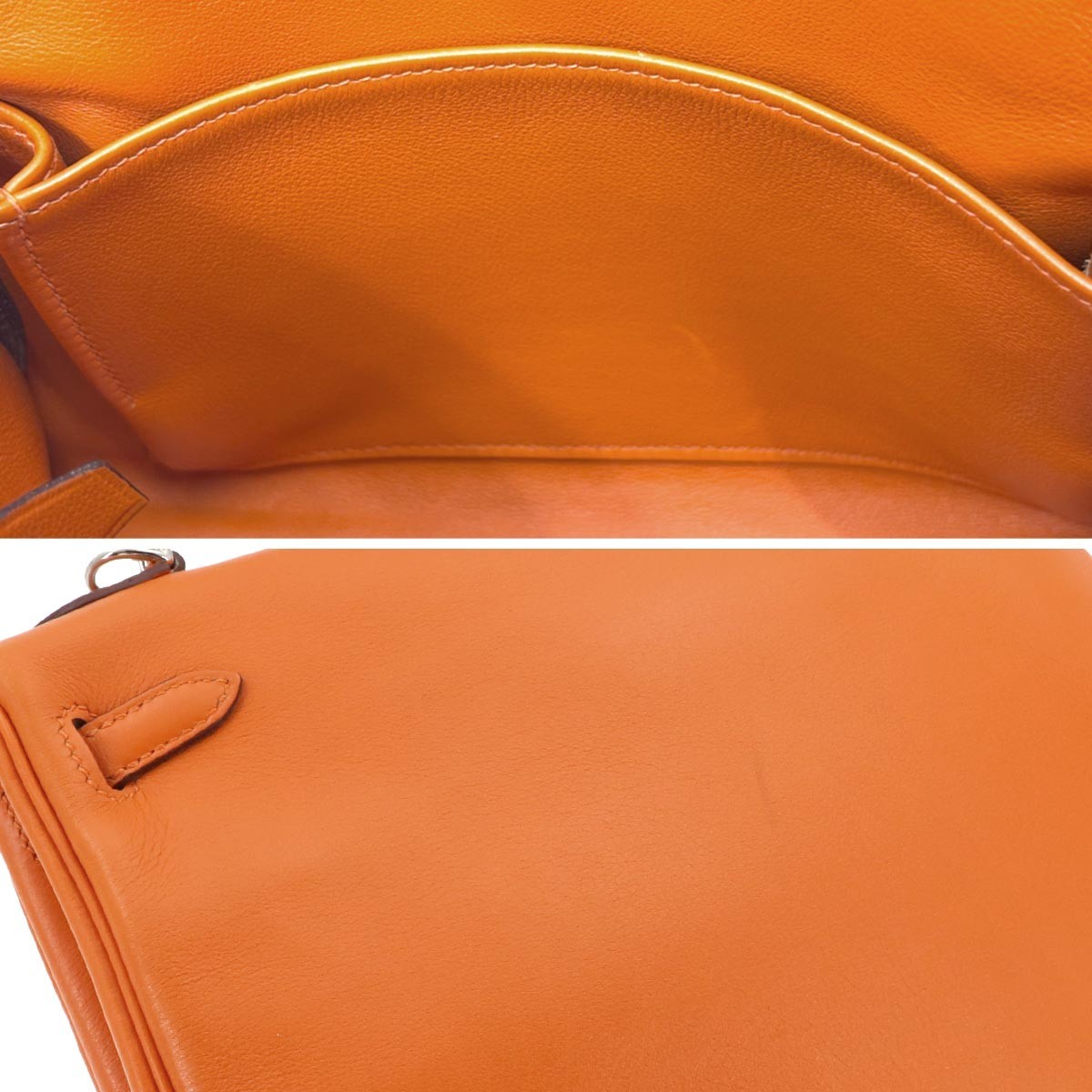 HERMES Kelly 25 Hand Shoulder Bag Veau Swift Orange Purse 903260649