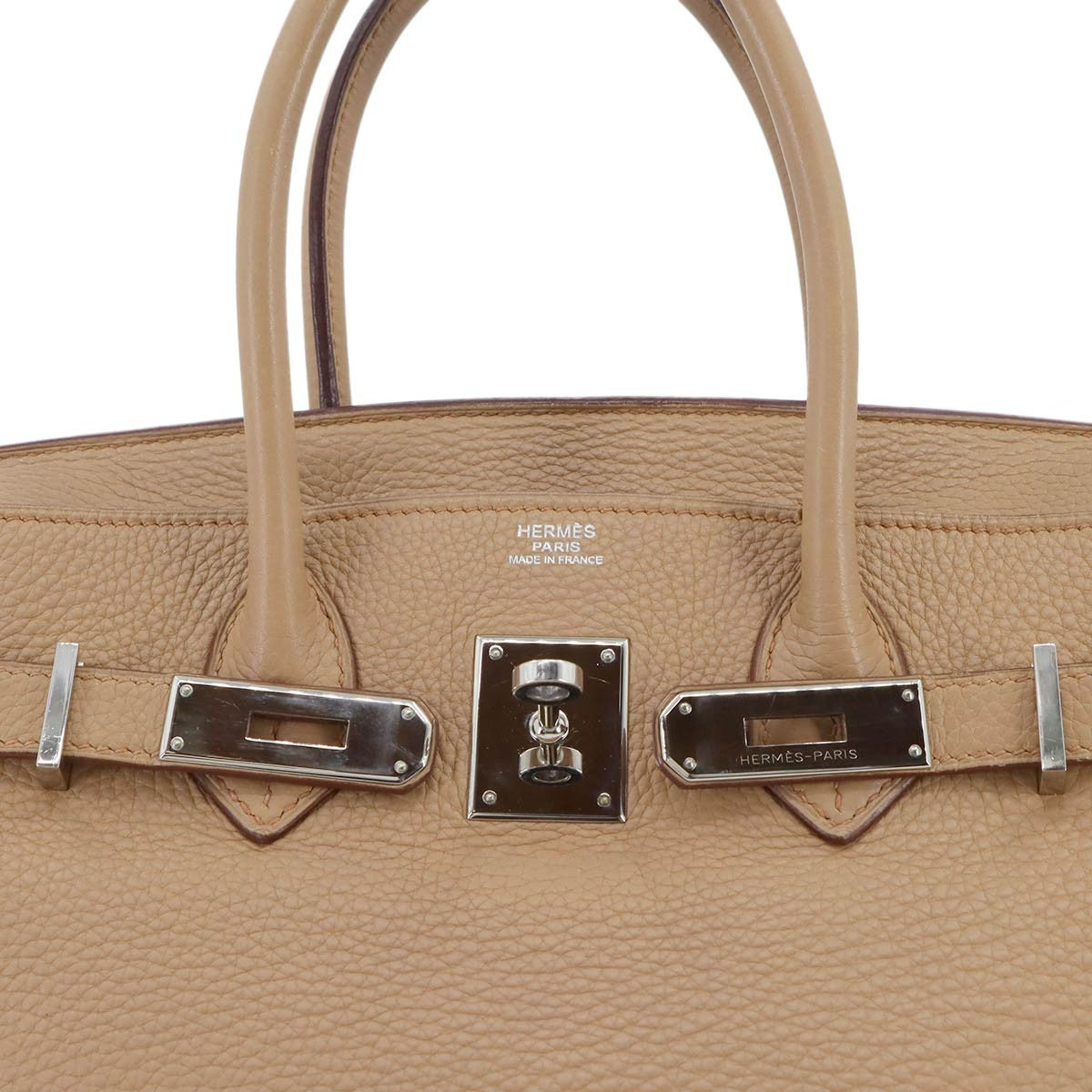 HERMES Birkin 30 Taurillon Clemence Tabac camel Hand Bag Beige 903011756