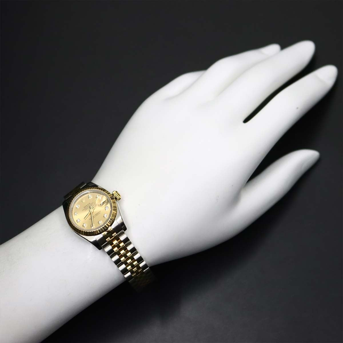 ROLEX Datejust 179173G Serial Z 750 YG 10P Diamond Gold Dial Ladies 902990462