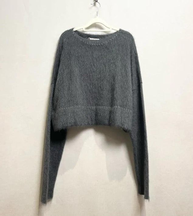 Celine long-sleeved cropped sweater, grey, size M SYCC2091