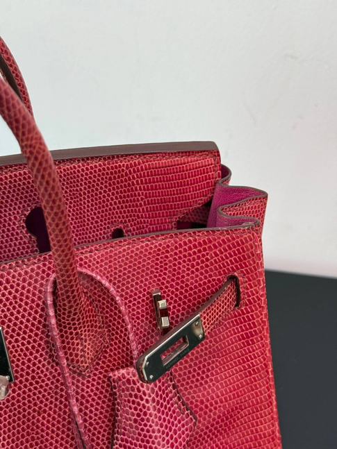 Hermès Birkin 25 Pink Lizard Leather Handbag