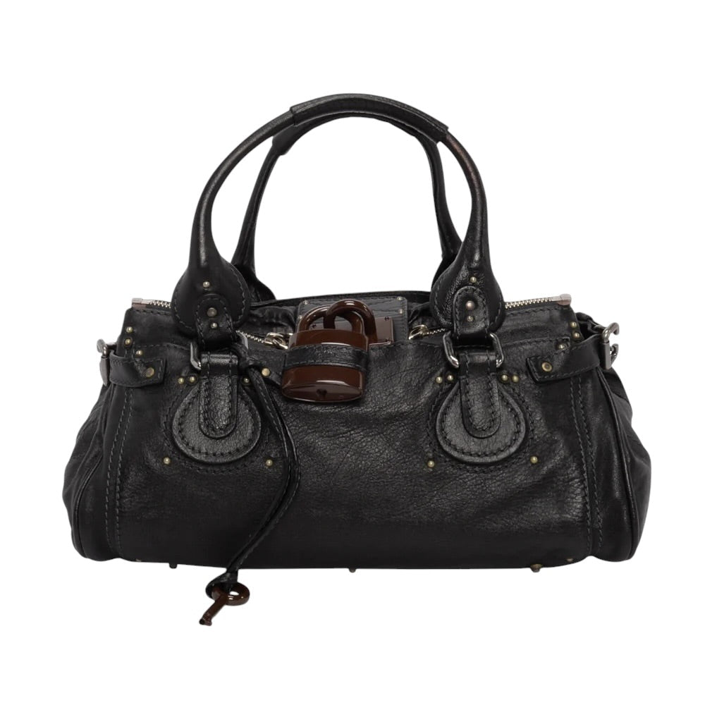 Chloe Black Grained Calfskin Small Paddington Bag
