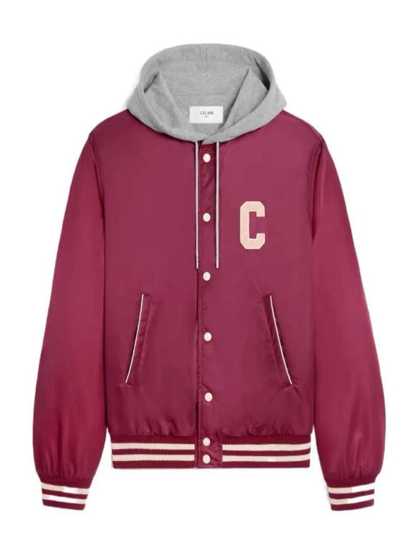 Celine baseball-style down jacket, burgundy, size 50 SYCC2092