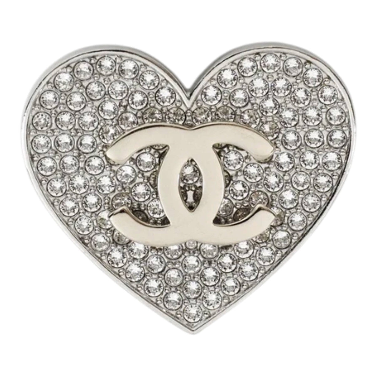 Chanel 26P CC Heart Full Crystal Brooch in Box