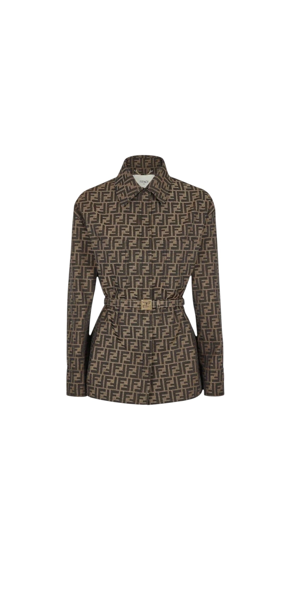 Fendi Zucca Belted Shirt Sz38 DLT1104