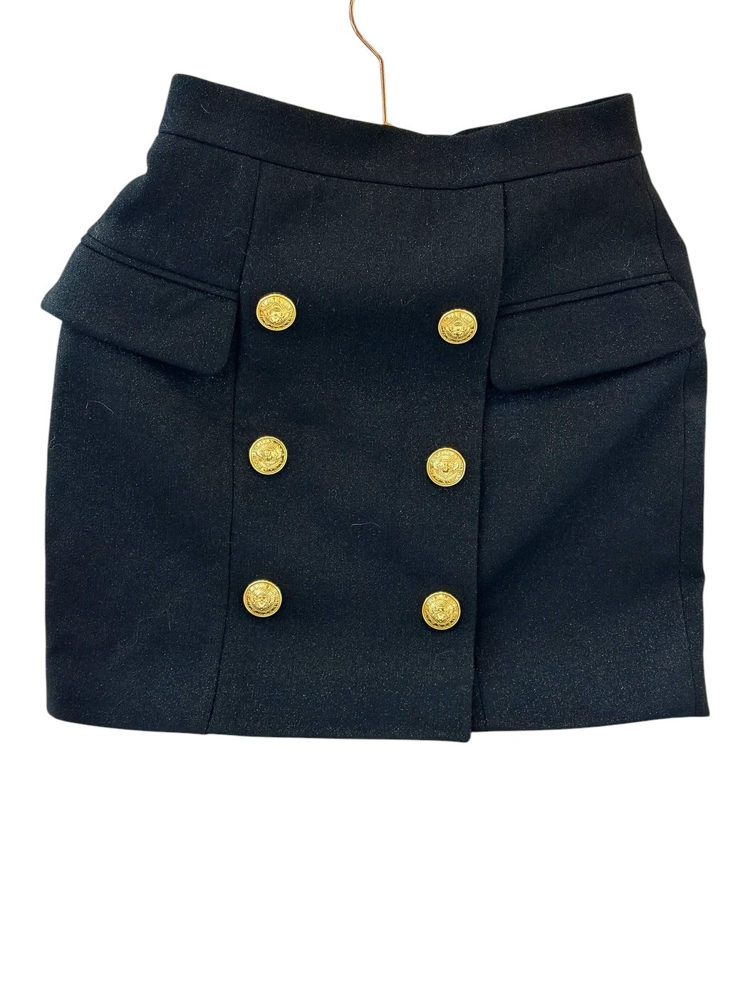 Balmain High-Waisted Mini Skirt Black Virgin Wool - Size 38