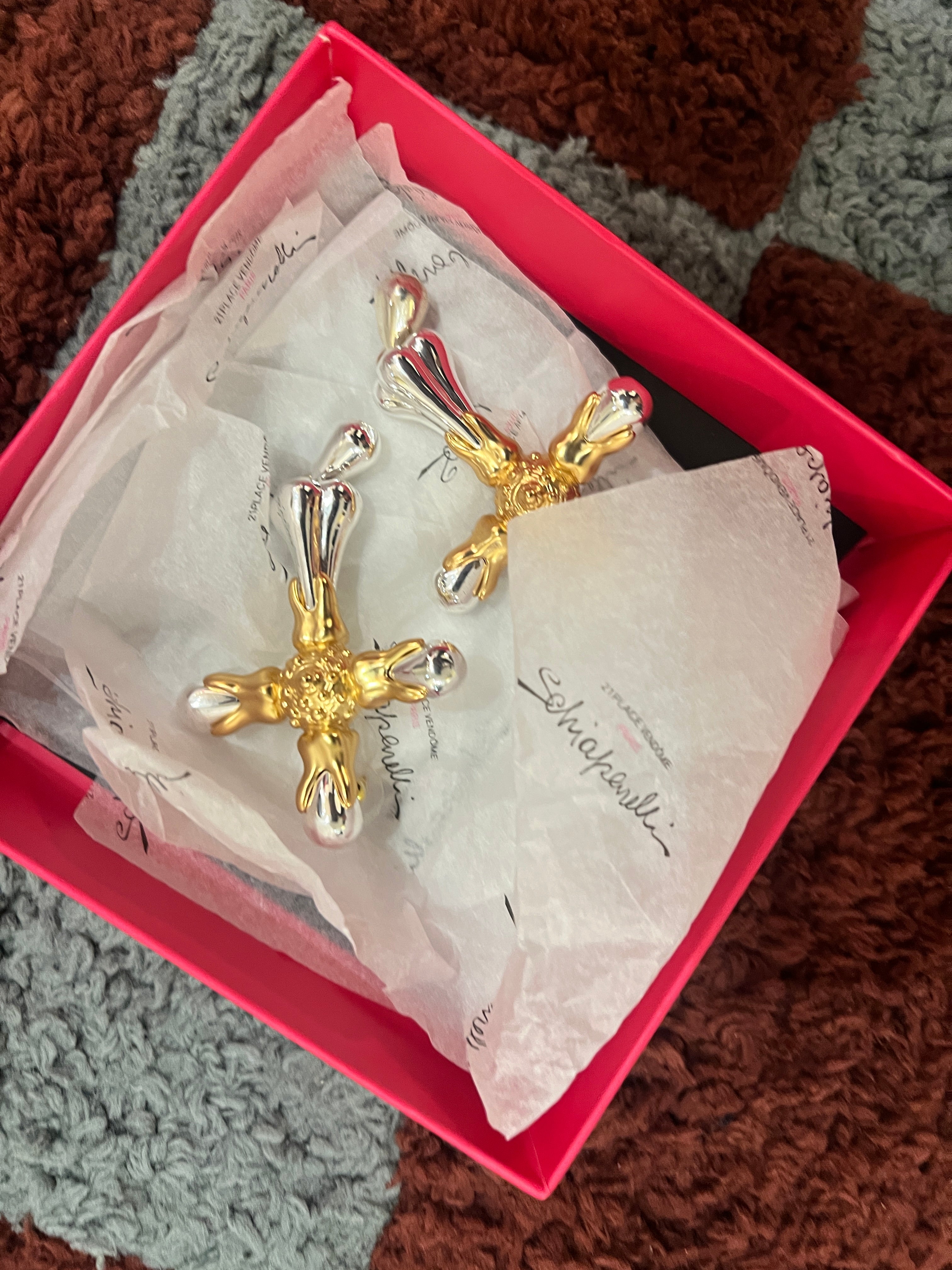 Schiaparelli Gold tone and steel earrings AKC1533