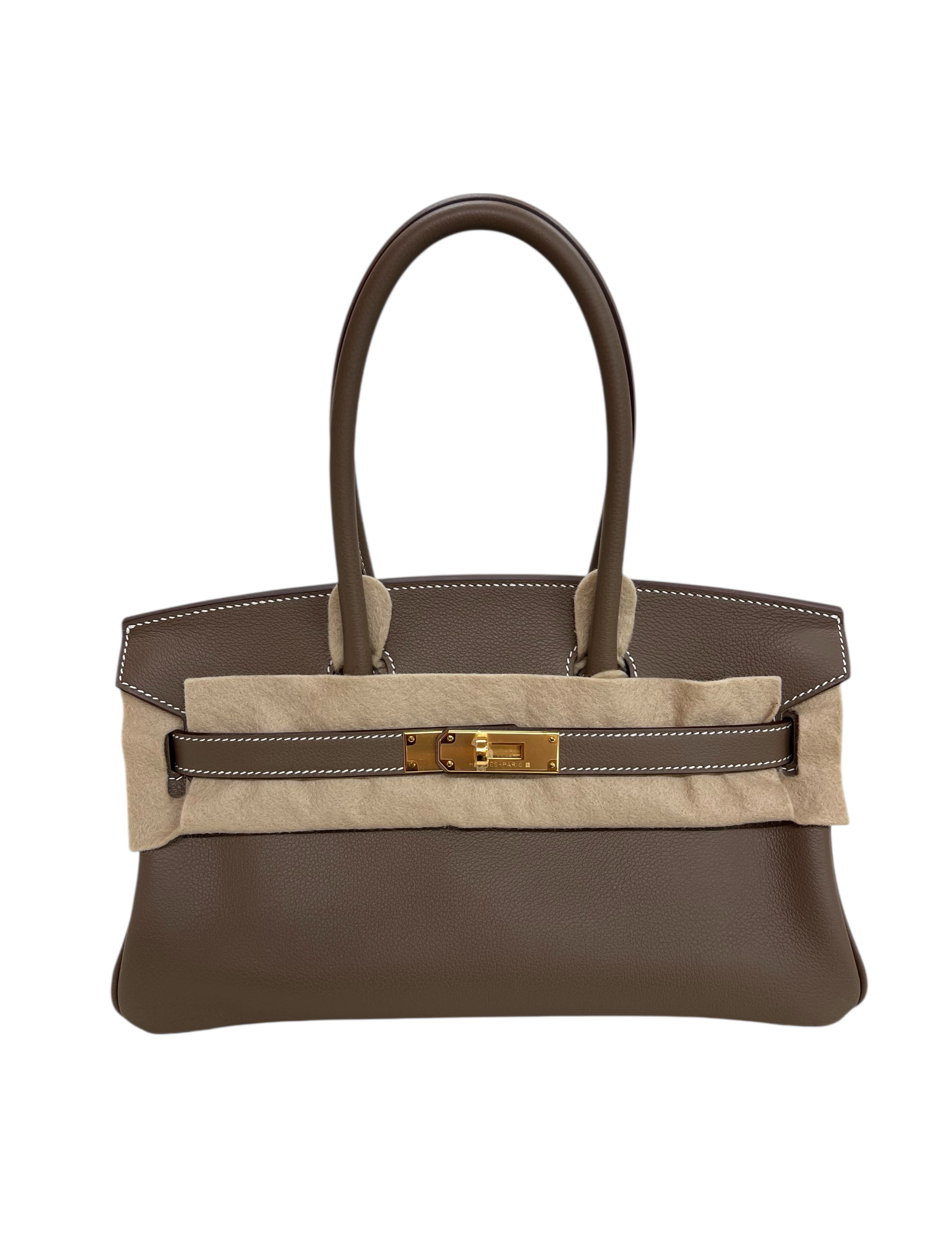 Hermes Shoulder Birkin 29 Etoupe Evercolor GHW #K SKCJB-272234