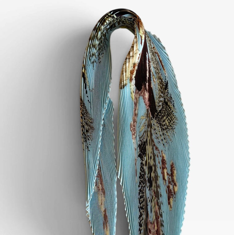 Hermes 90cm Blue Pleated Scarf - in Box